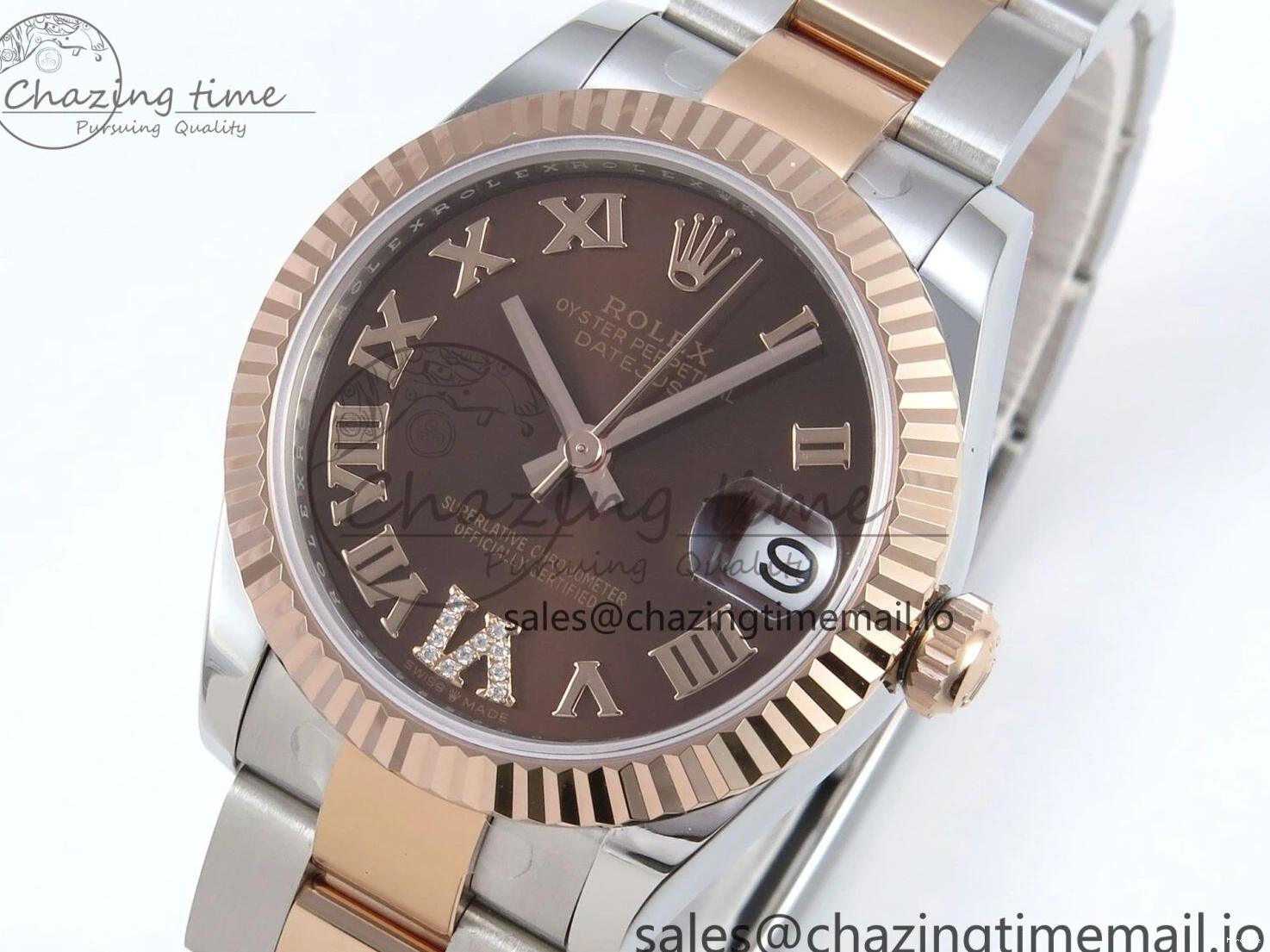 MiroTime 0504 DateJust 31 278271 ARF 1:1 Best Edition 904L Steel Brown Roman Diamonds Dial on SS RG Oyster Bracelet ETA SmartChoice 520